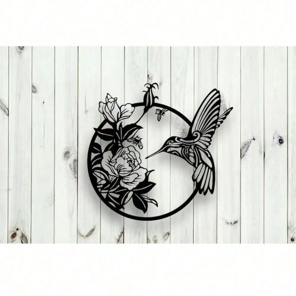 CIFbuy Iron Wall Art Hummingbird Metal Sculpture Rotating Hook Decor Functional Home Ornament Rustic Vintage Design