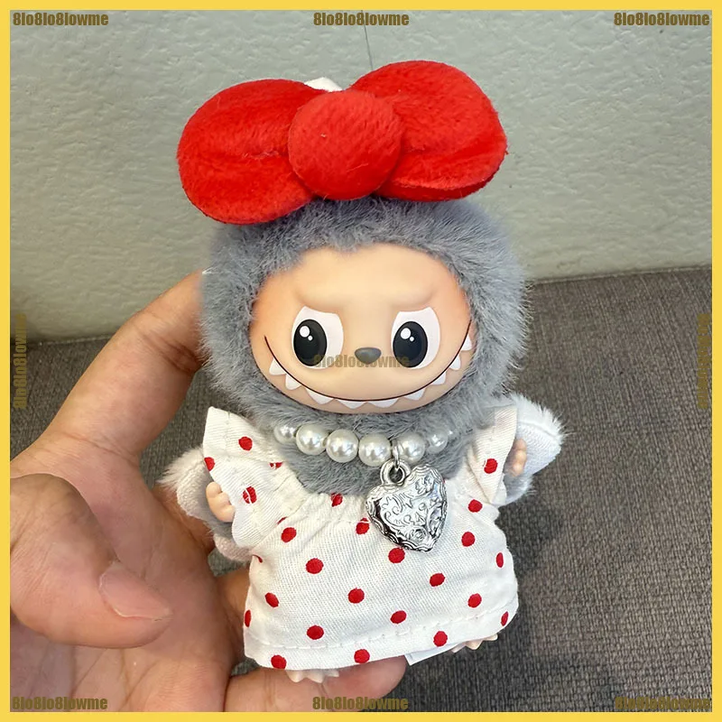 

Для Labubu 4,0 одежда милый ангел ожерелье с бантом крылатая юбка комплект мини плюшевая кукла одежда модные аксессуары для кукол подарок