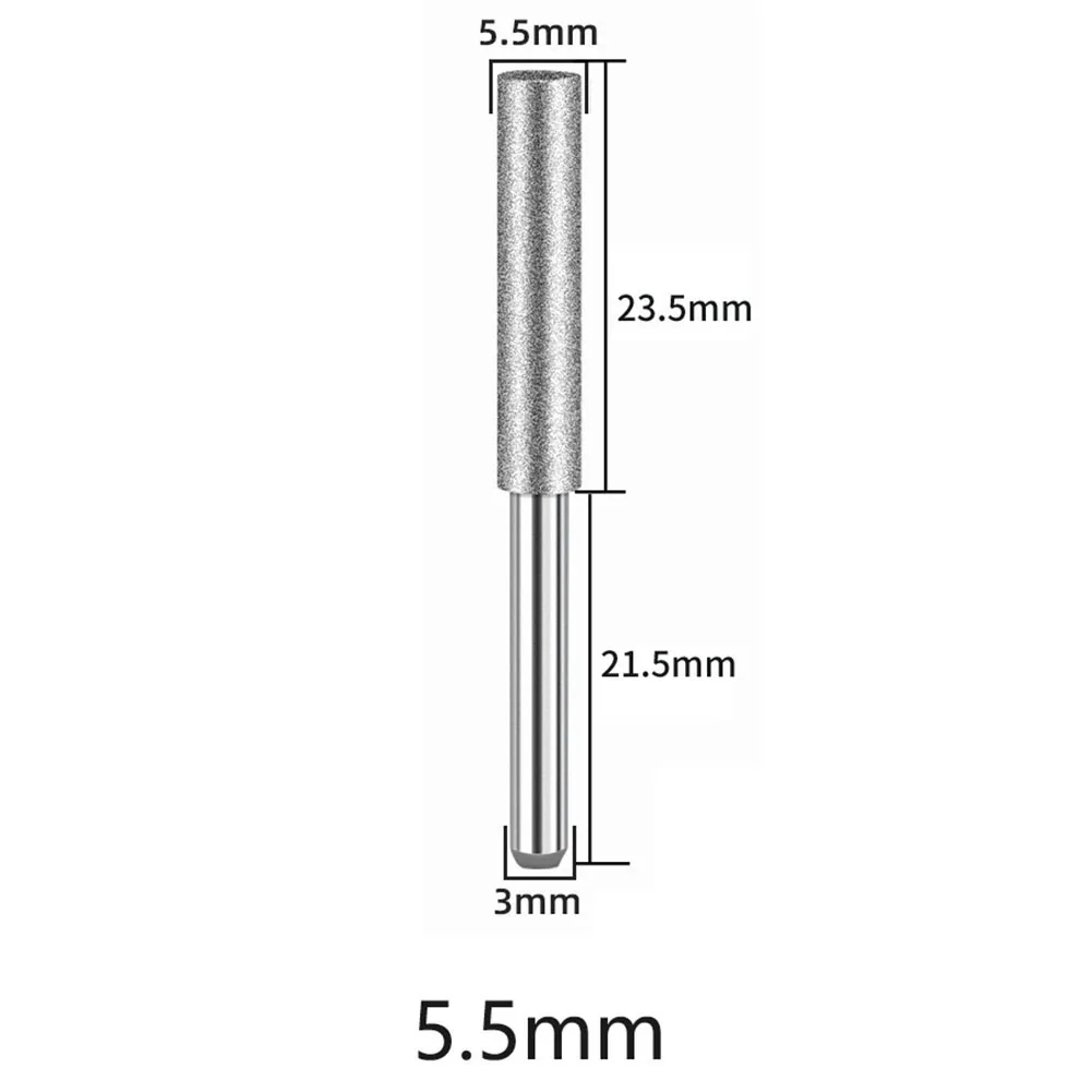 Imagem -04 - Diamond Coated Cylindrical Burr Chainsaw Sharpener Stone File Chain Sharpening Carving Grinding Tool mm 4.5 mm mm 4.5 mm 5.5 mm Pcs