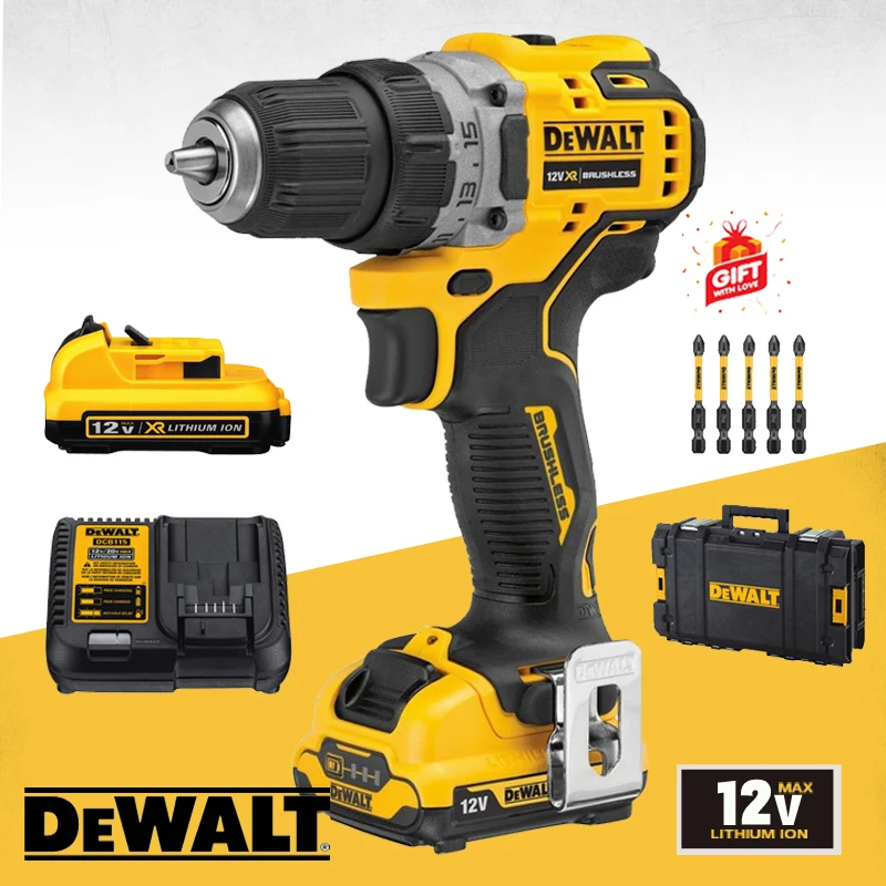 DEWALT DCD701 12V Cordless Drill Driver Kit Brushless Motor Electric Drill Screwdriver With 2.0Ah Lithium Battery Power Tools