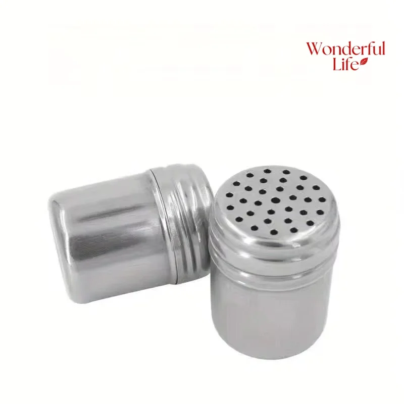 Stainless Steel Twist Lid Spice Shaker Salt Sugar Pepper Shaker Multipurpose Kitchen Tools Stainless Steel Powder Sifter
