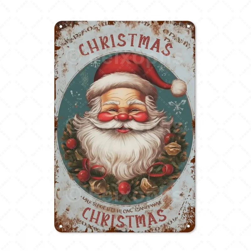 Santa Claus iron sign holiday retro wall decoration iron sheet painting 30x20x2cm