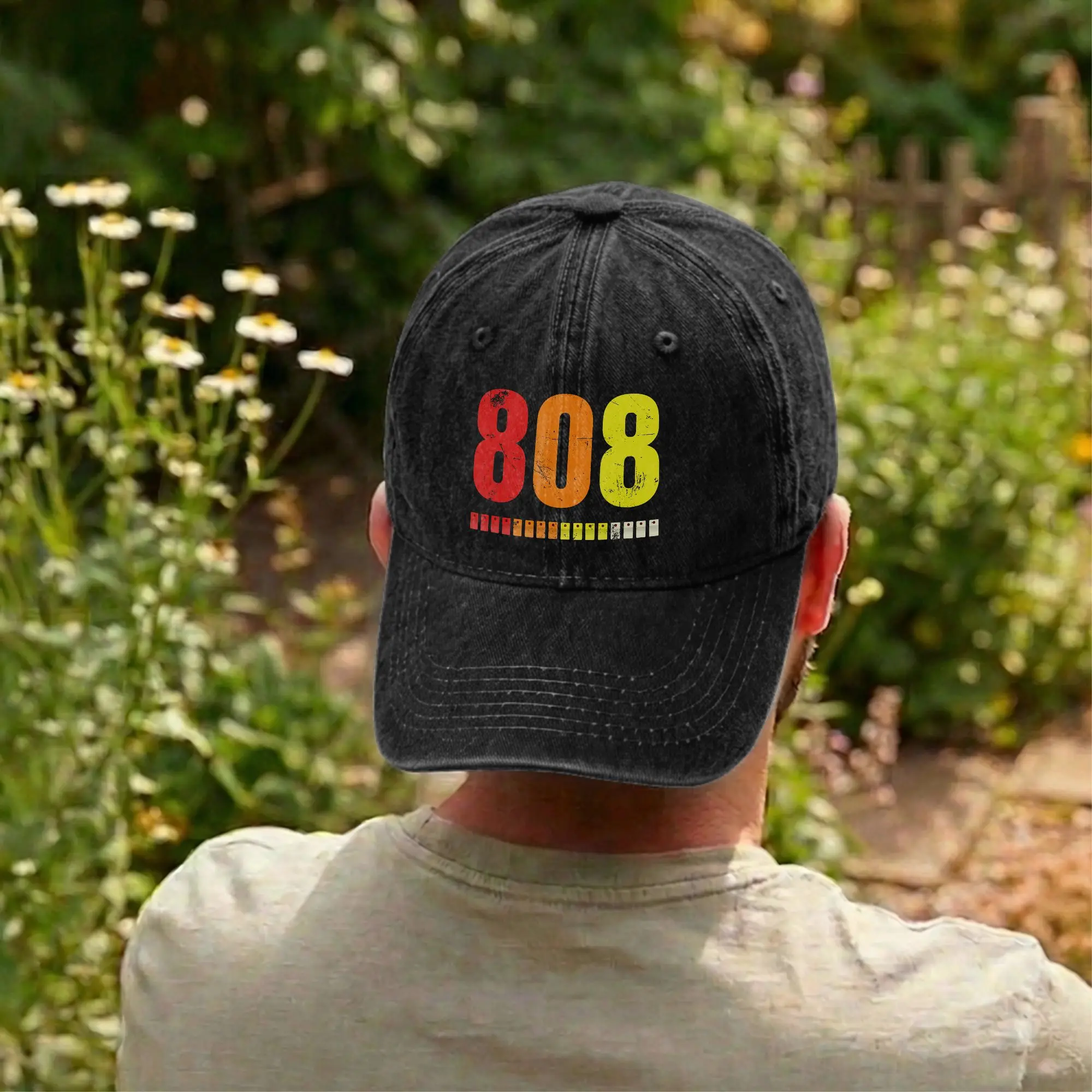 Retro 808 Classic Music Electronic Drum Machine Baseball Caps Unstructured Unisex Distressed Washed Sun Cap 80s Adjustable Hat