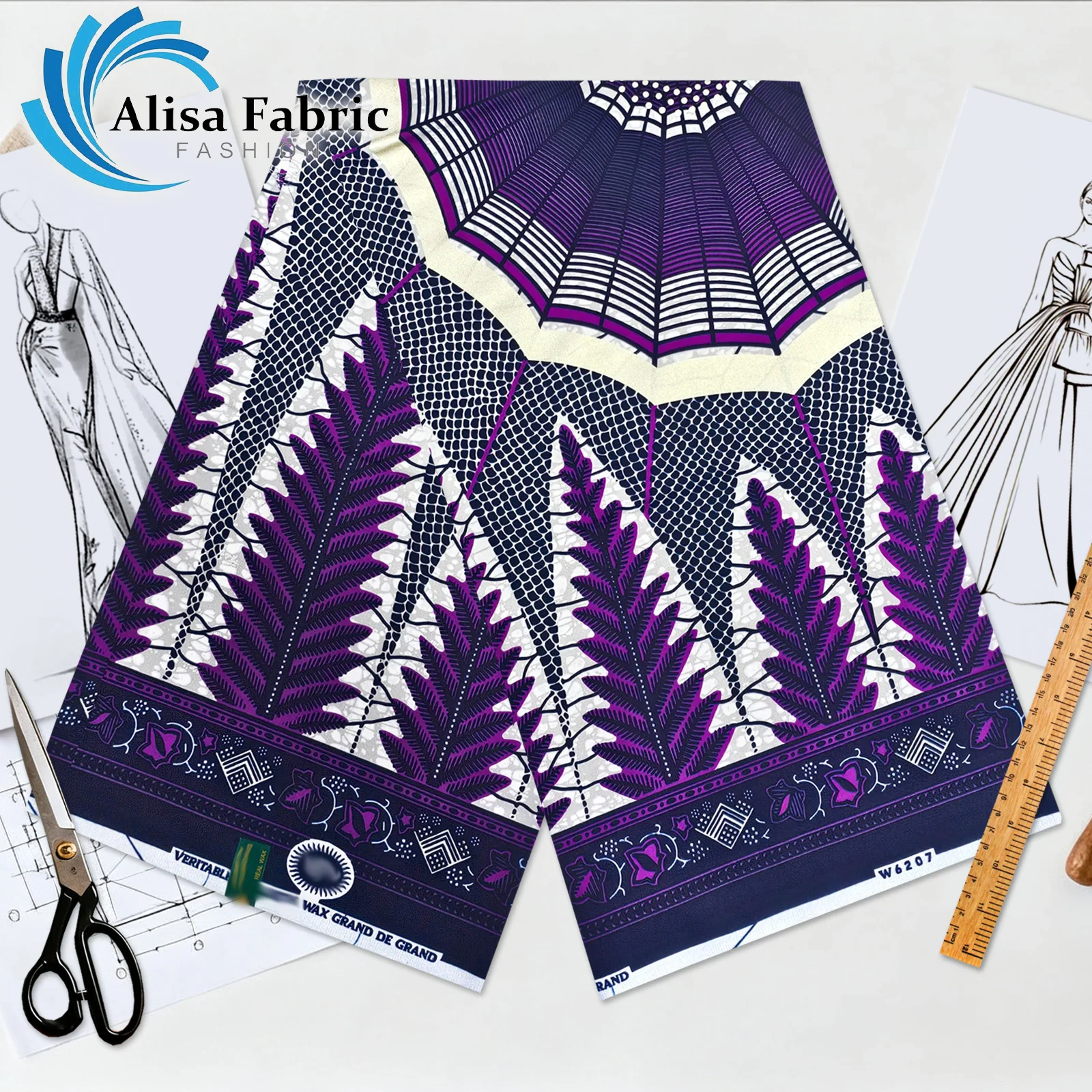 

New arrived African gold wax African fabric wax wholesale 6 yards 100% cotton Ankara couture for gifts, Purple