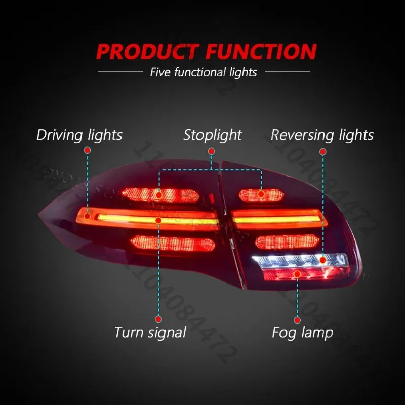 For Porsche Cayenne 958.1 2011-2014 LED Tail Lights Upgraded New Car Taillights Flowing Light Turn Signal Plug and Play