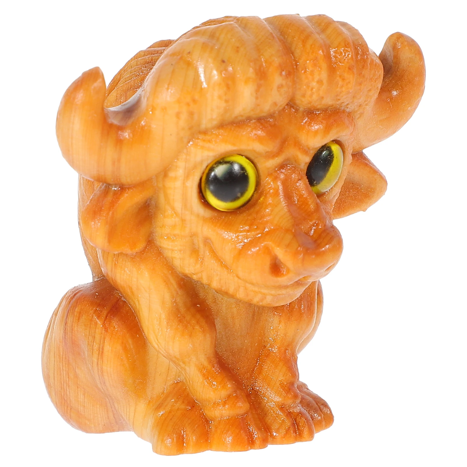 

Wooden Cattle Miniature Wood Animal Statue Fine Craftsmanship Retro Desktop Decor Table Ornament Home Decoration
