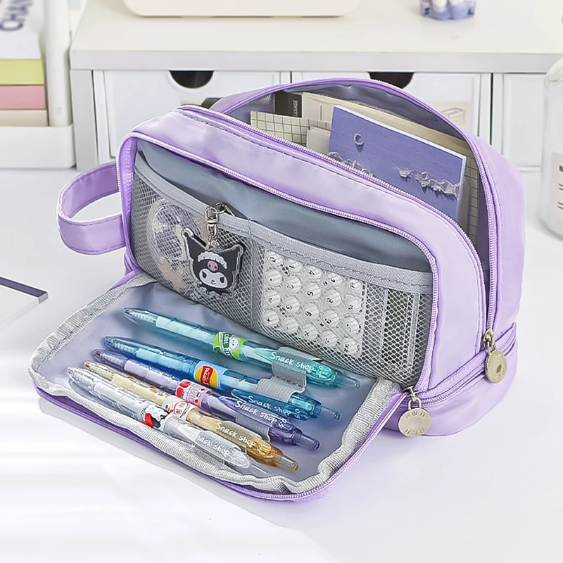 New Pencil Bag For School Students With Large Capacity Multi-functional Pen Case Macaron Color Matching Cute Pencil Pouch 1Pc