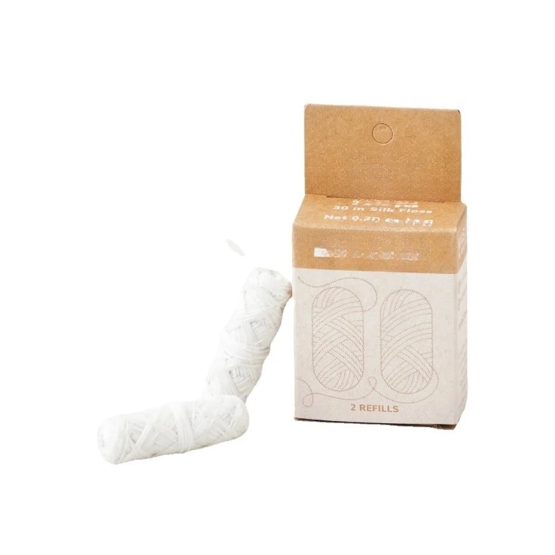 

Degradable silk floss stick, reusable stainless steel travel portable mini floss box