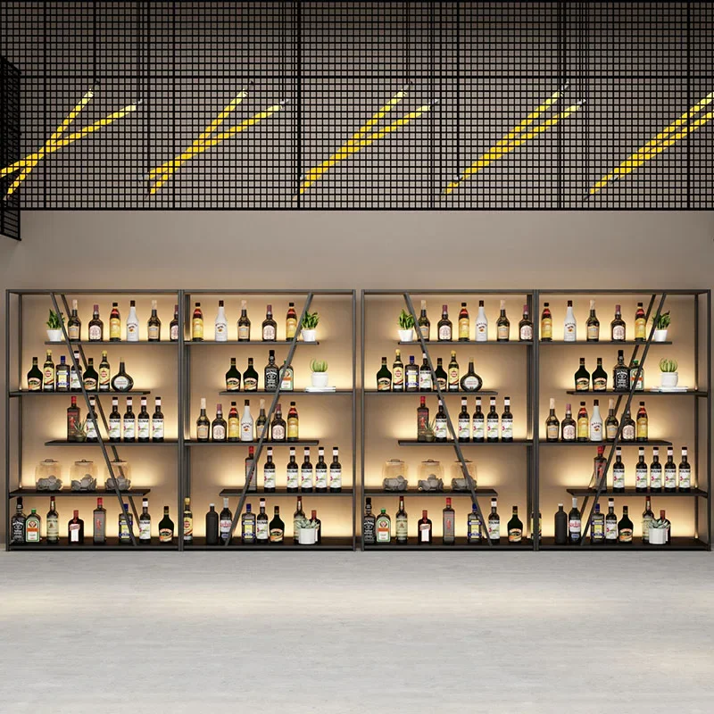 

Iron Cabinet Drinks Antique Furniture Elegant Vintage Wine Stands Decoration Open Cabinets Rack Whiskey Outdoor Bar High End