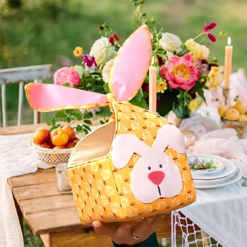 1PC Fun Easter Storage Basket Bag Rabbit Candy Bag Baking Snack Storage Box Cartoon Easter Decoration 2025 NEW