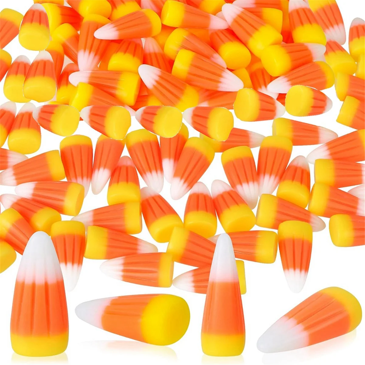 

50Pcs Halloween Resin Candy Corn Artificial 3D Candy Corn Bead Fall Faux Fake Corn Scrapbooking Embellishments