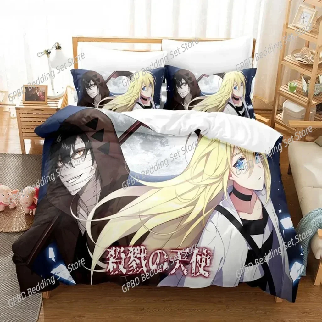 Anime Angels of Death 3D Bedding Set Duvet Cover Pillowcases Single Twin Full Queen King Size Home Decor Quilt Boys Gift Quilt C