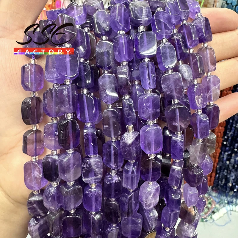 

8x12MM Natural Amethyst Beads Special Flat Rectangle Shape Beads for Jewelry Making Diy Bracelets Necklaces Beading Accessories