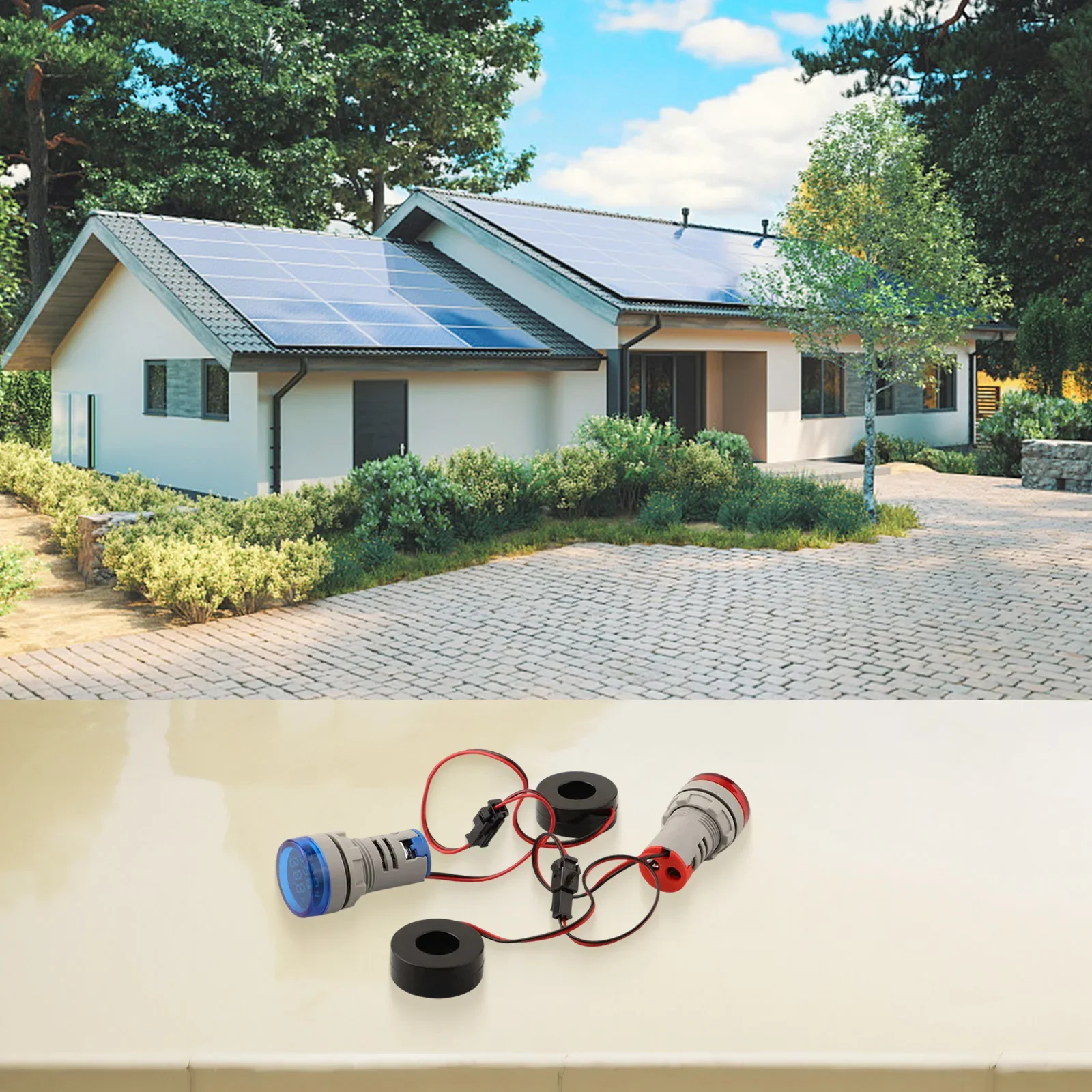 

Electrical Device Monitoring AC Volt Amp Meter Compact AC Voltage Amp Meter 50*28*20mm Built-in Screw-Type Wiring