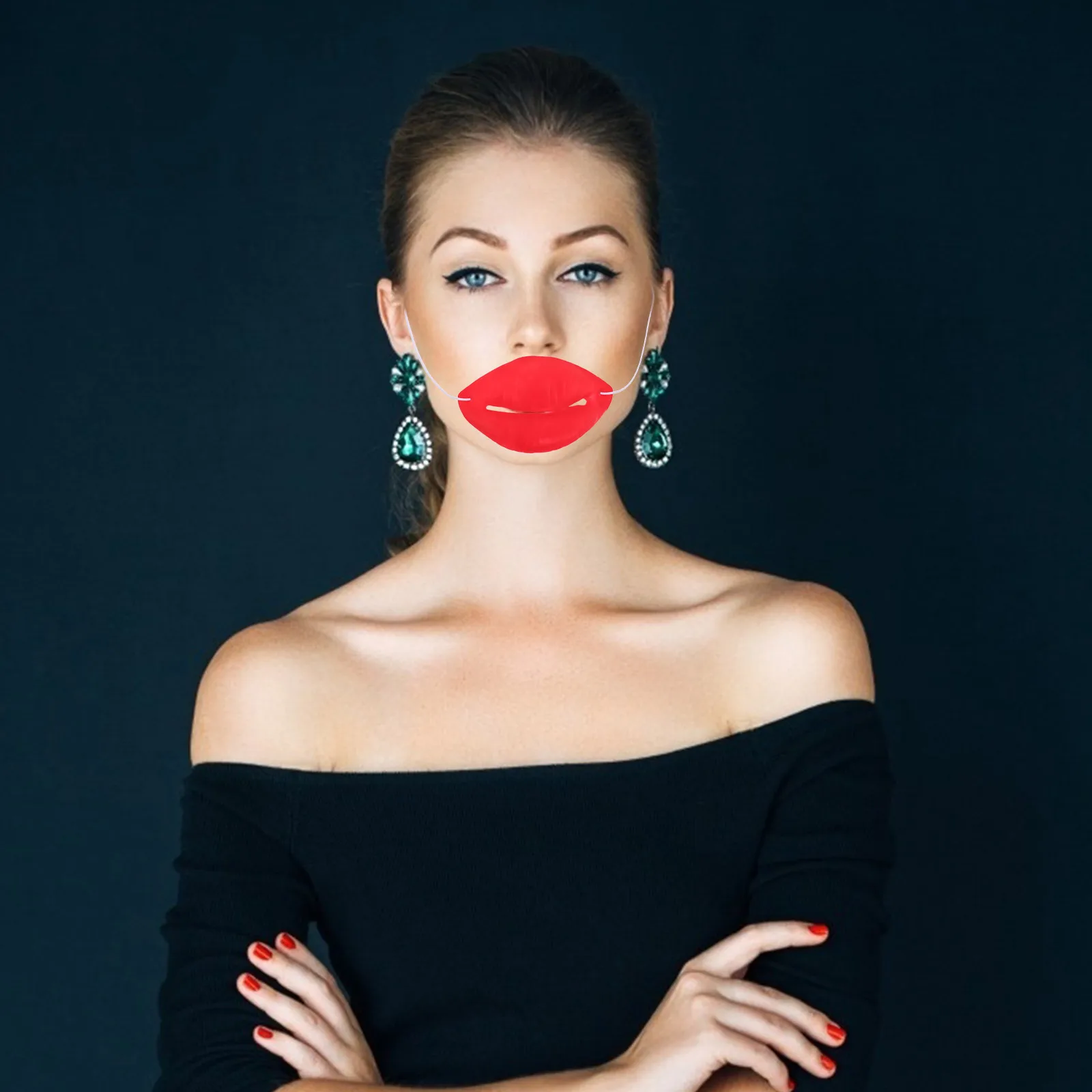 

2pcs Funny Big Mouth Lip Props Red Sausage Lips Humorous Design Safe Party Supplies Masquerade Wedding Decor Halloween