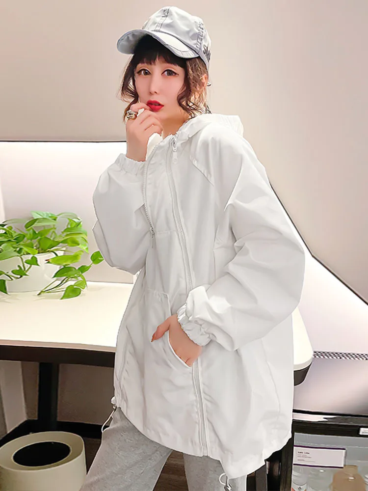 Hooded Jackets New Harajuku Hip hop Zipper design Jacket Coat Streetwear Casual Light Sunscreen Coat