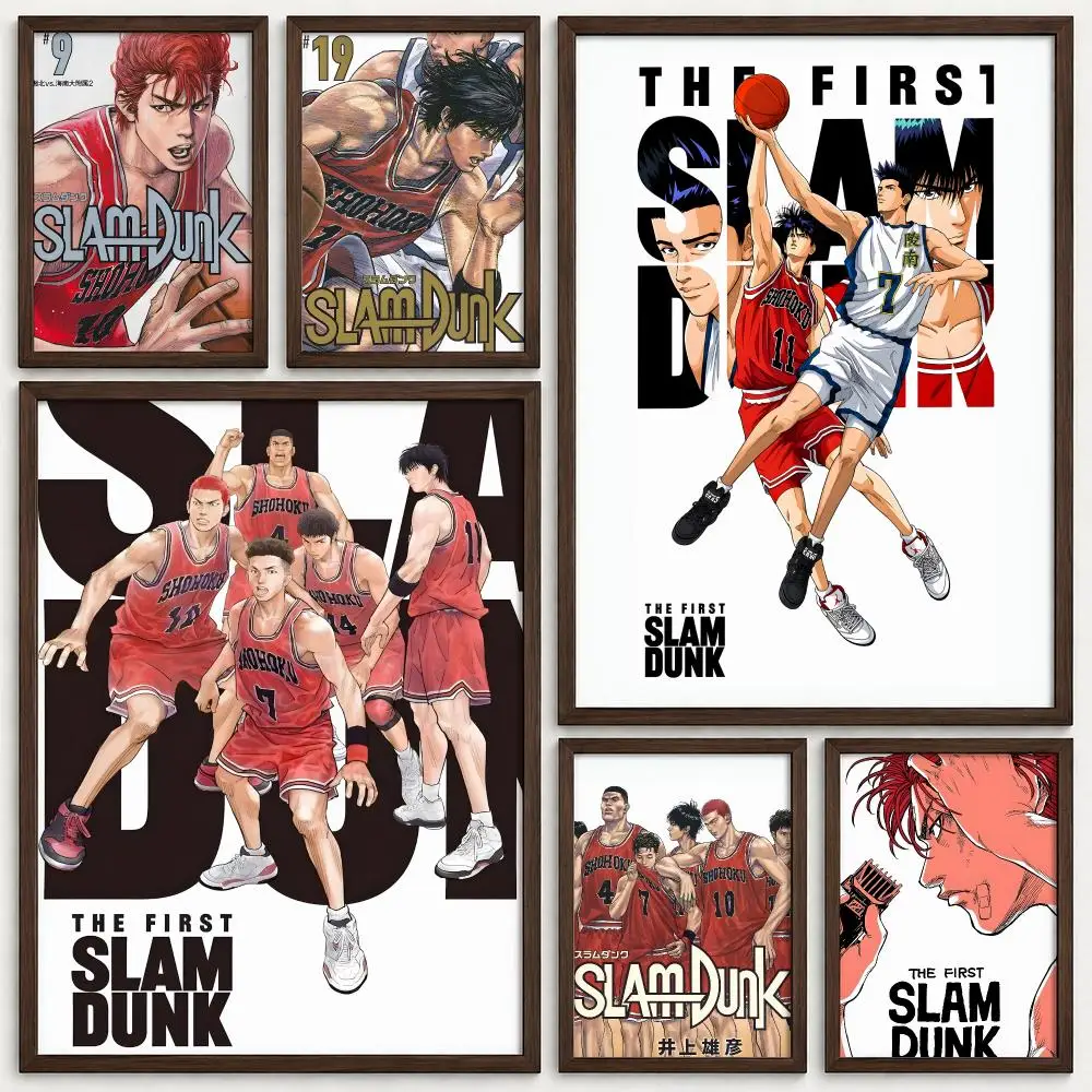 Anime SLAM DUNK Poster Self‑Adhesive Waterproof PP Poster Coffee House Bar Wall Art Sticker Room Home Decor