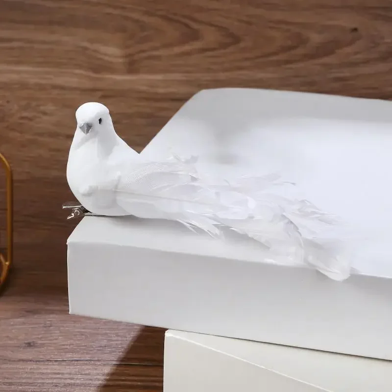 C5 12pcs Simulation Foam White Birds Artificial Foam Feather Doves Craft Birds Mini Decorative Birds for Home Garden Party Decor