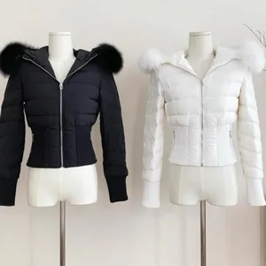 نسائي حقيقي ثعلب فرو سترة قصيرة سترة أوزة بيضاء منفاخ دافئ نسائي في الهواء الطلق اقتصاص مكتنزة سترات Y2K موضة شتاء 2000s 2024 أعلى 10 مبيعات سترة أوزة نسائية - رقم 1