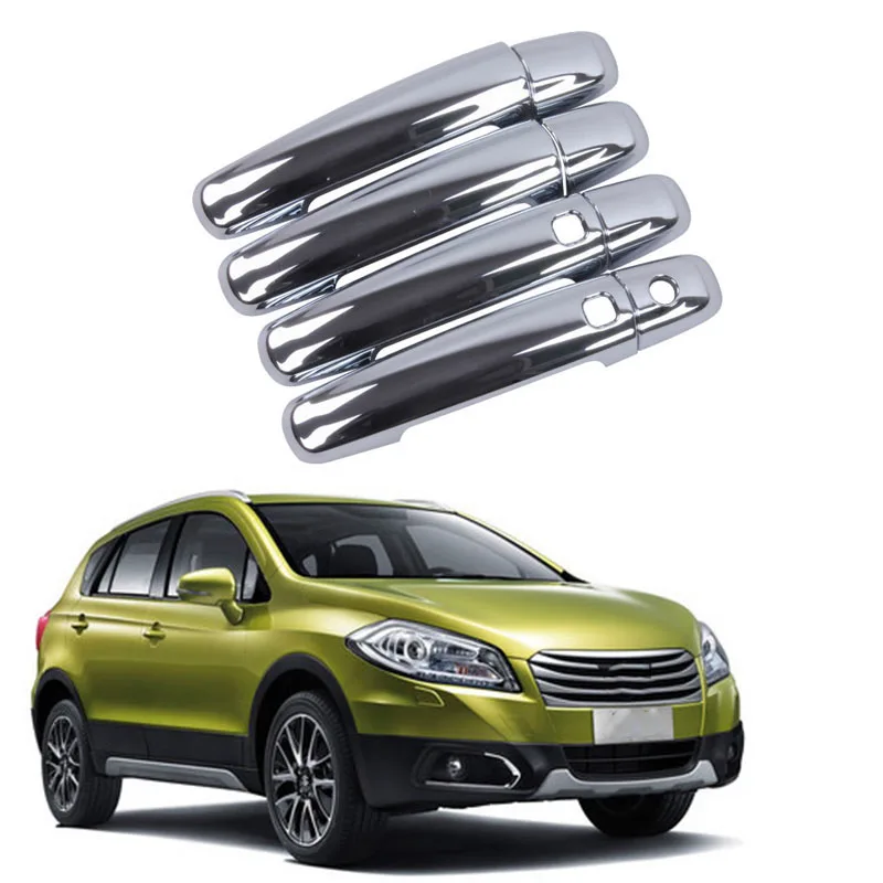 8Pcs/Set Car ABS Chrome Car Door Handles Cover Trims Door Handle Trim for Suzuki S-CROSS SX4 2014-2021 Car Styling