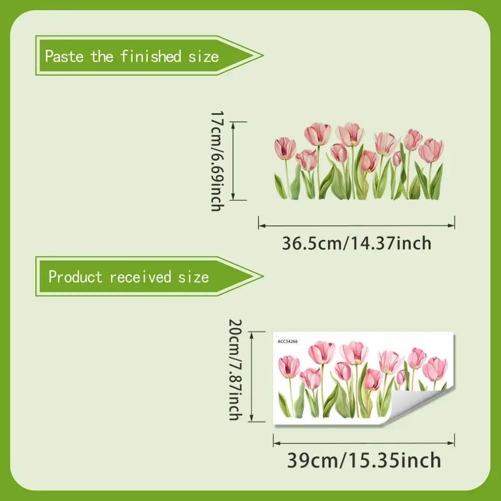 Frosted Pink Tulip Window Film Non Adhesive Glass Sticker Privacy Protector Floral Decorative Home Window Decal