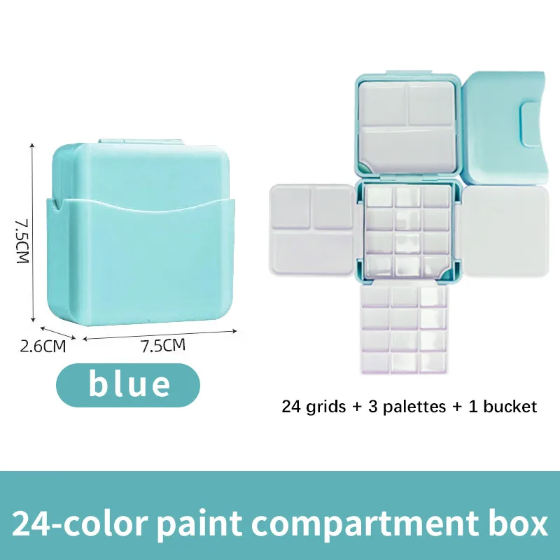 Mengpaletdoos Reisschilderpalet met 12/24 halve dozen Mini Plastic onafhankelijk verpakkingscompartiment Art Supply
