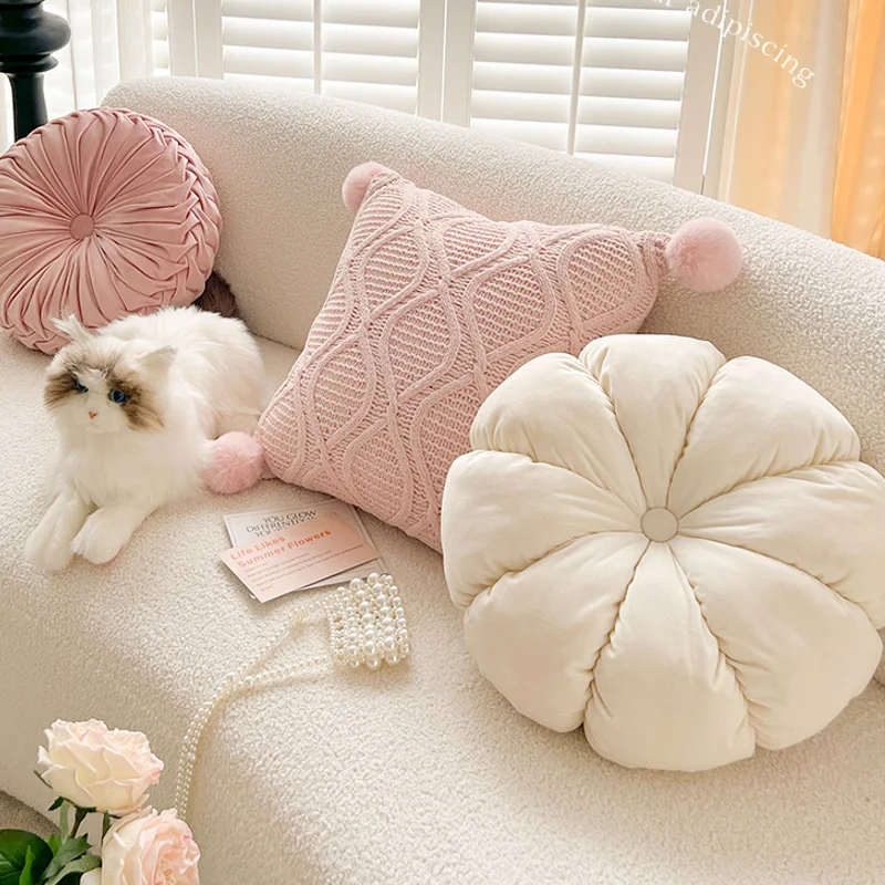 

Modern Simple Rhombus Jacquard Plush Throw Pillow Cover SofaPillow Nordic Style Office Waist Bedside Cushion Car ThrowPillow