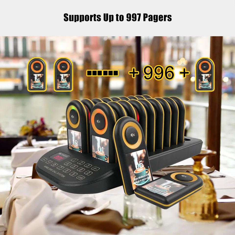 RETEKESS TD169 Drahtloses Restaurant-Pager-System, Vibrationsglocke, wasserdichter Vibrator, Coaster-Buzzer mit großer Reichweite für Food Truck und Café – Detail 8