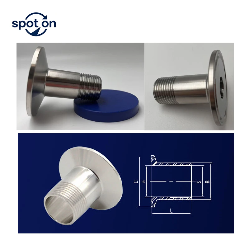 

304/316 Stainless Sanitary Male And Female BSPT 1/4" 3/8" 1/2" 3/4" 1" 2" Thread Tri Clamp Thread Ferrule Coupler