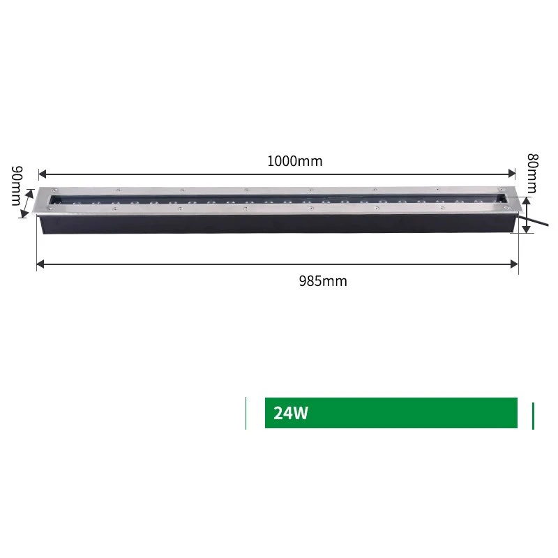 Tira enterrada LED para exteriores, luz de paso integrada impermeable, luz de suelo cuadrada para pasillo, tira de luz de pared enterrada 5W9W12W24W