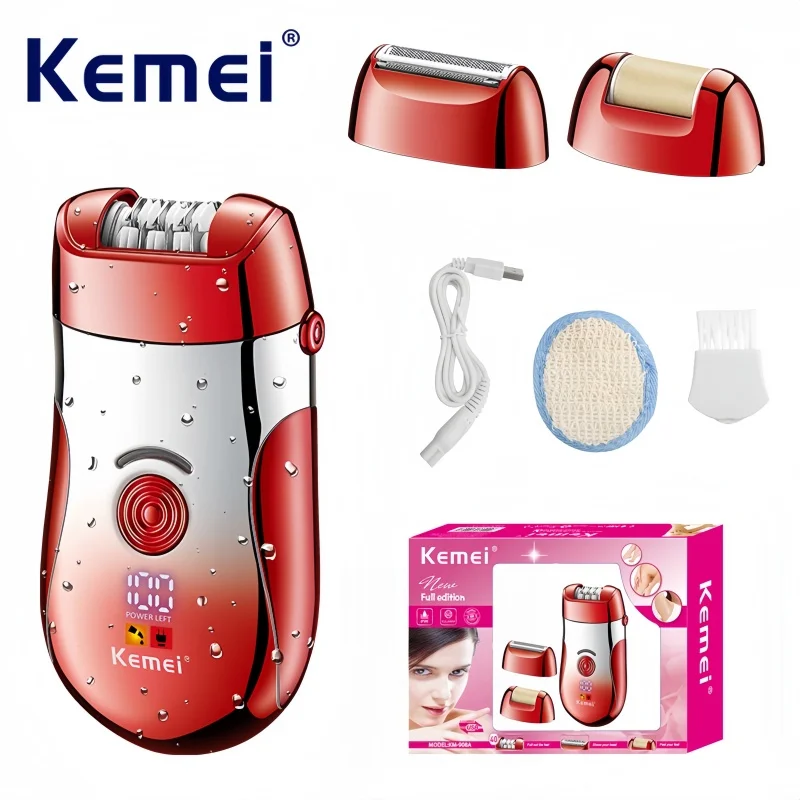 

Kemei Km-908A женская бритва для удаления волос, USB перезаряжаемая 3 в 1, женская электрическая бритва для удаления волос для удаления волос