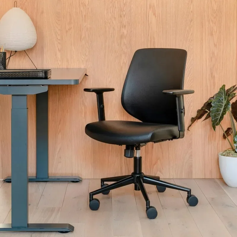 Daily Chair - Leather Office Chair with Swivel, Lumbar Rest, and Adjustable Armrests