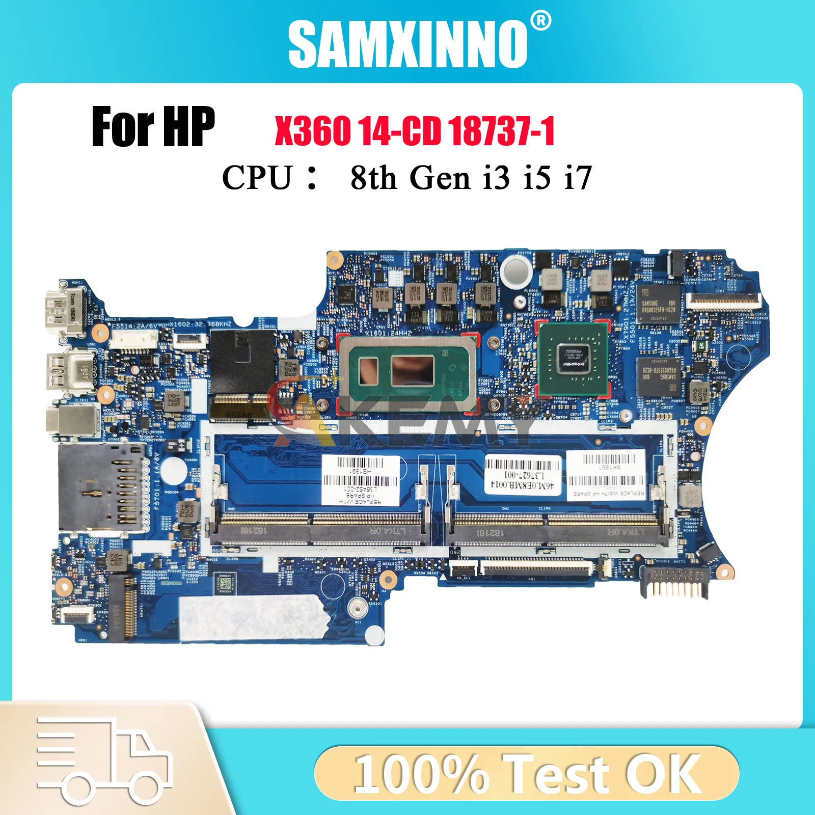 

18737-1 L36451-001 L37627-601 With i3 i5 i7 CPU 2G-GPU For HP Pavilion X360 14-CD 14M-CD Laptop Motherboard 100% Fully Tested