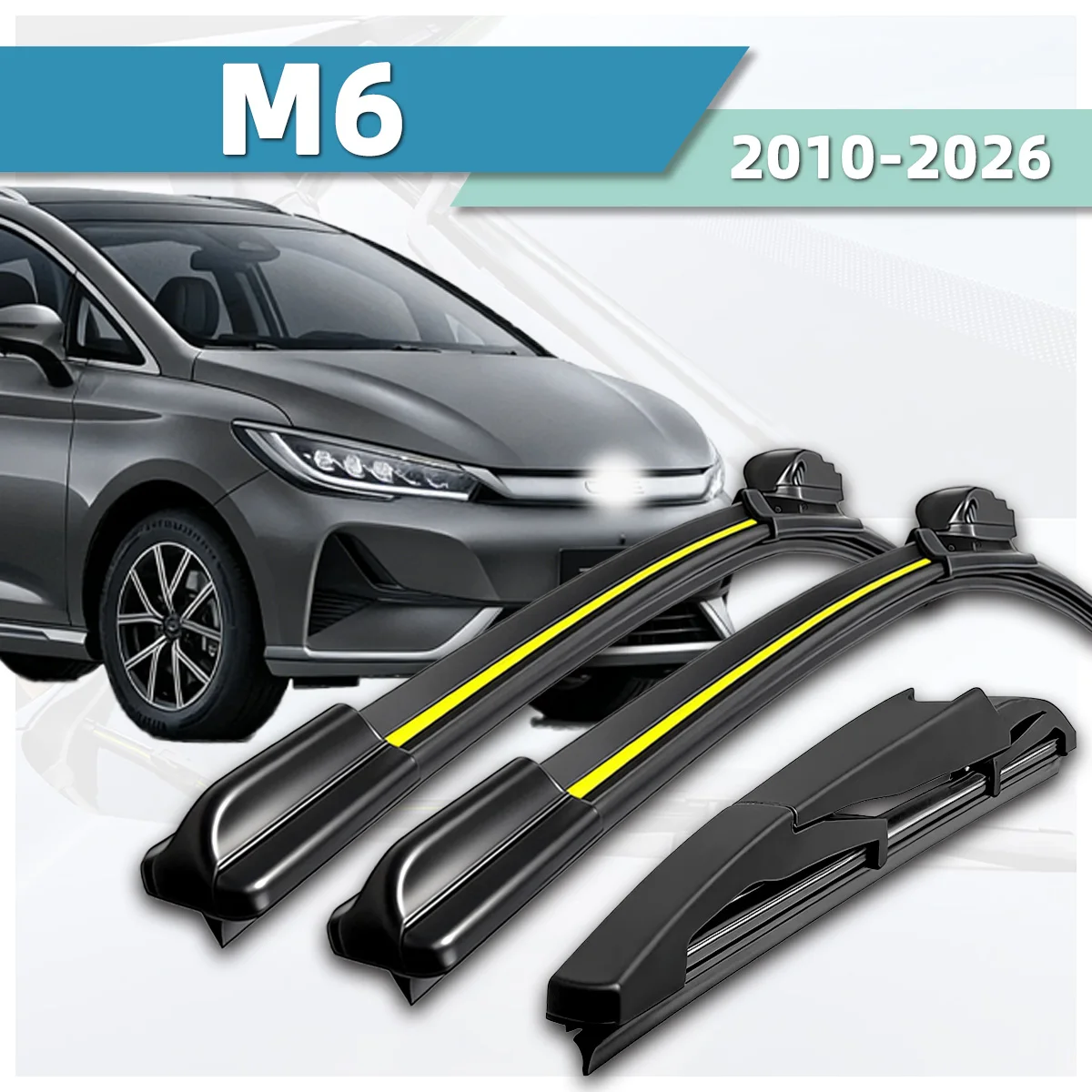 

3PCS Car Front And Rear Wipers Suitable For BYD M6 2010-2026 Onward Natural Rubber Strip Accessories Wipers 2012 2016 2020 2025