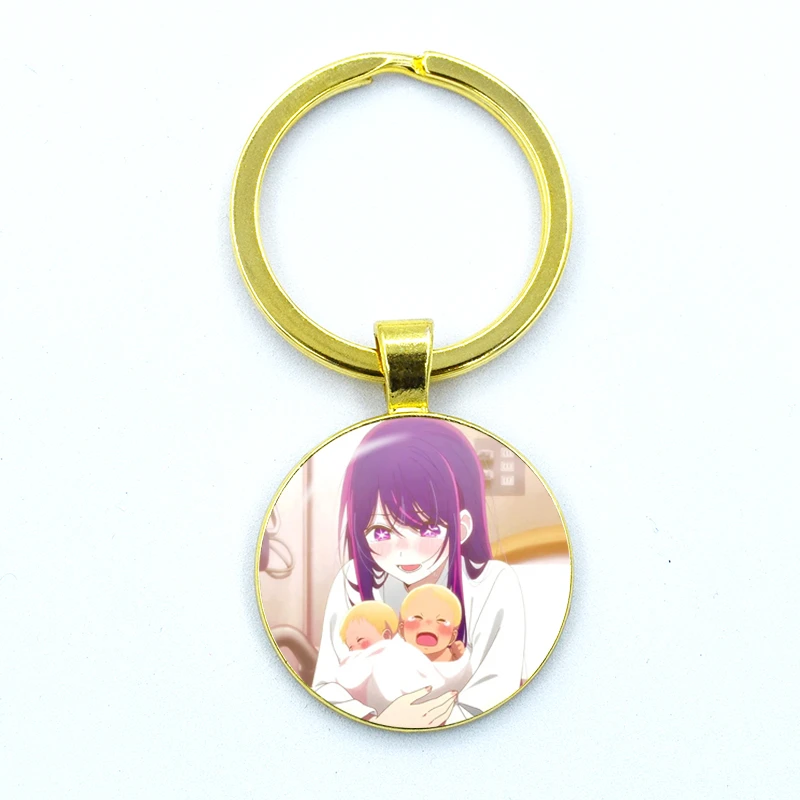 Oshi No Ko Anime Keychain Hoshino Ai Akuamarin Rubii Sarina Gorou Glass Gem Key Chain Bag Pendant Ornament Fans Collect Gift