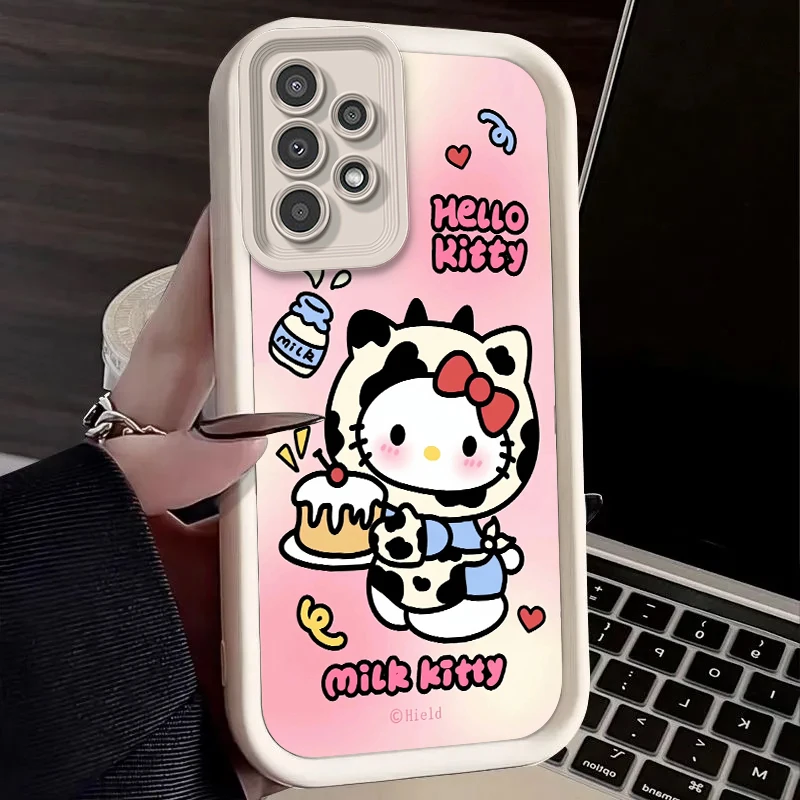 Hello Kitty Cute Cartoon For Samsung A73 A71 A54 A53 A52 A51 A33 A32 A21S A14 A13 A12 A03 A04 A05 5G Eye Ladder Funda