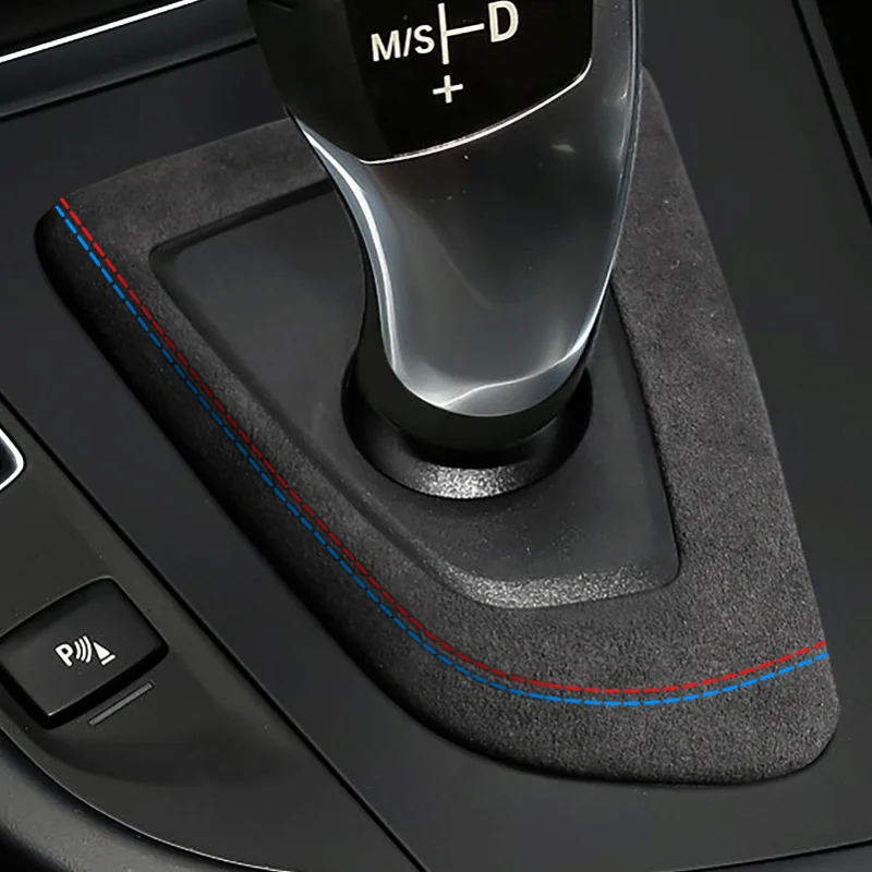 Aus Alcantara gefertigte Schaltknauf-Abdeckung aus Wildleder für BMW F20 F30 F10 F31 F32 F36 F34 F22 X3 X4 X5 X6 Innenausstattungszubehör – Detail 3
