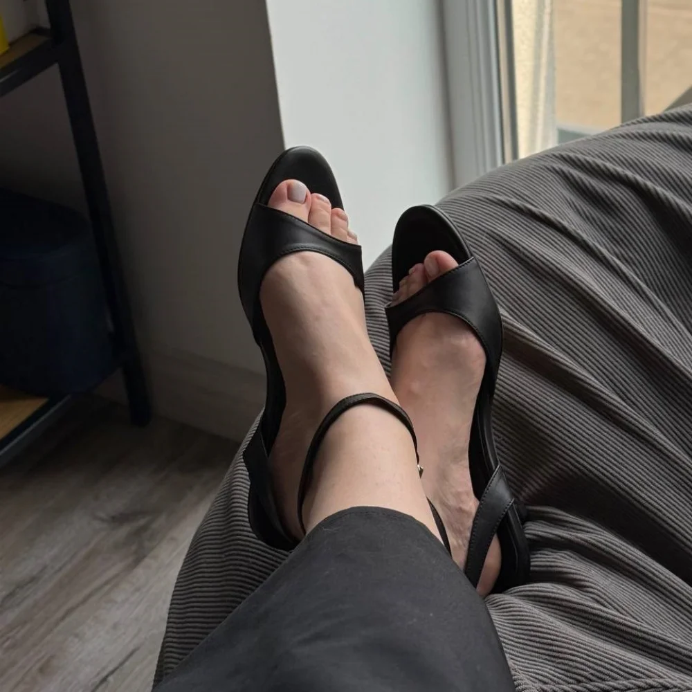 Women's Genuine Leather Kitten Heels Sandals for Summer Events