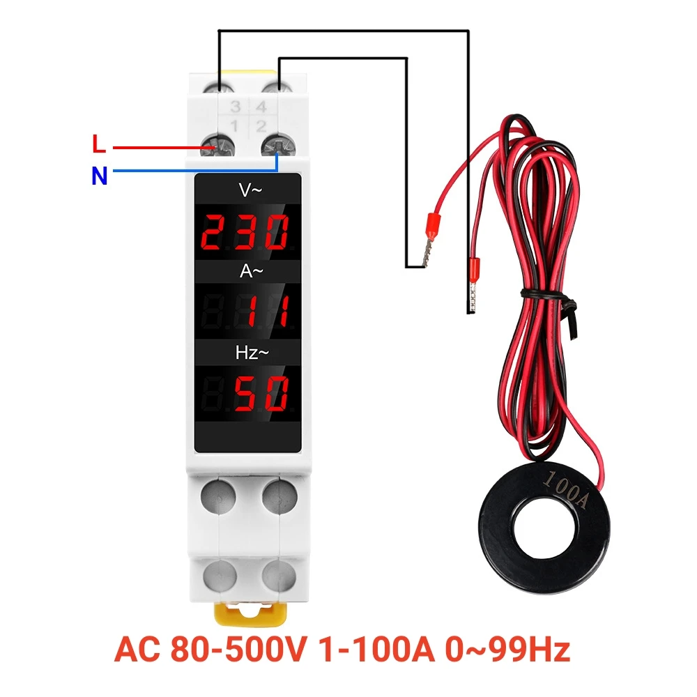 

Three Display 80-500V AC Digital Volt Amp HZ Ammeter Voltmeter Current 1-100A Frequency 0-99HZ Voltage Indicator Meter Tester