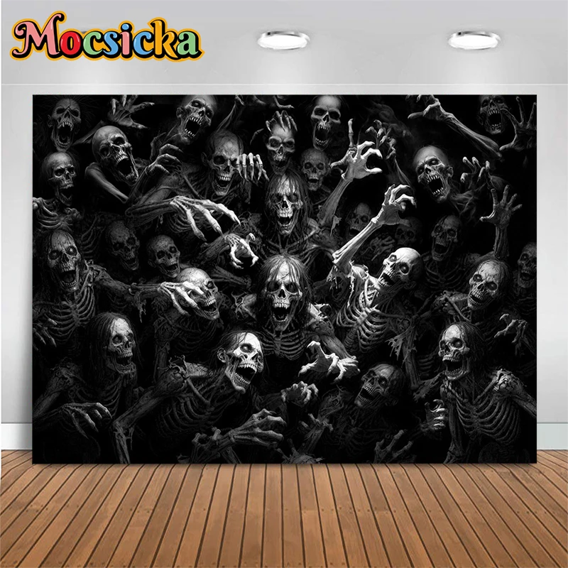 

Mocsicka Halloween Backgrounds For Photographs Skeleton Party Backdrop Decoration Photo Studio Wallpaper Shooting Prop Photocall