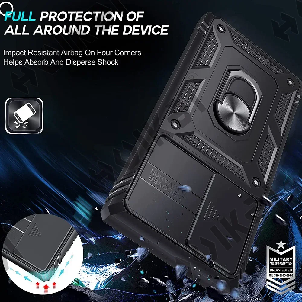 Case For Samsung S24 S23 Ultra S22 S21 S20 FE Note 20 Plus A54 A53 A33 A15 5G Heavy Duty with Camera 360 Degree Kickstand Cover