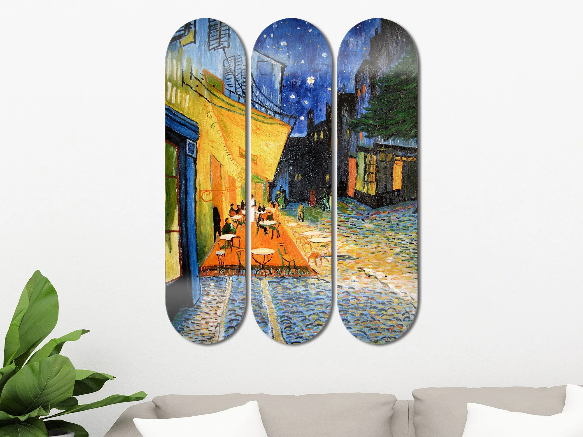 Set of 3pcs Van Gogh Art Skateboard Wall Art 7-layer Maple Decoration Skateboard Furnish and Decorate for Home Decor