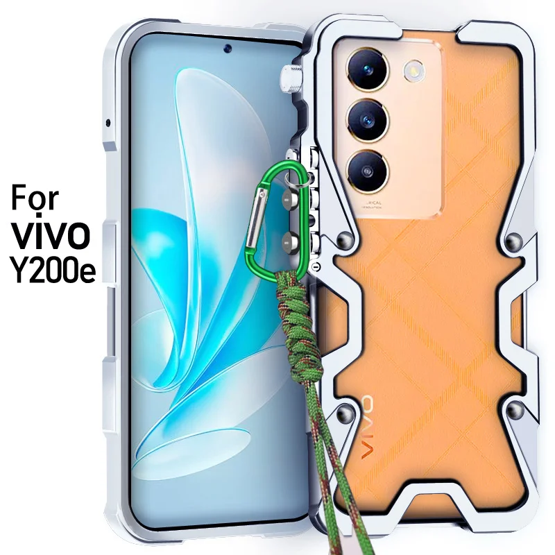 

Luxury aluminum alloy hollow heat dissipation Phone Case For vivo Y200e Y200 Y100t Y100i Y78 Y78+ Y77 Y77e shockproof Back Cove