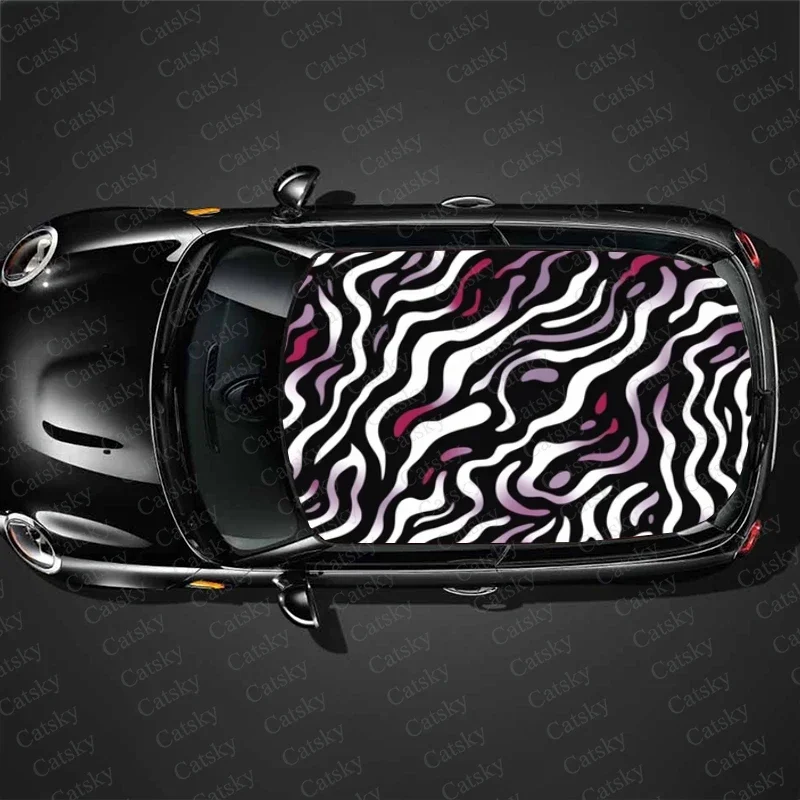 Zebra Camouflage Car Roof Sticker Wrap Racing SUV Accessories Packaging Painted PVC Custom Car Graphic Decal image 5