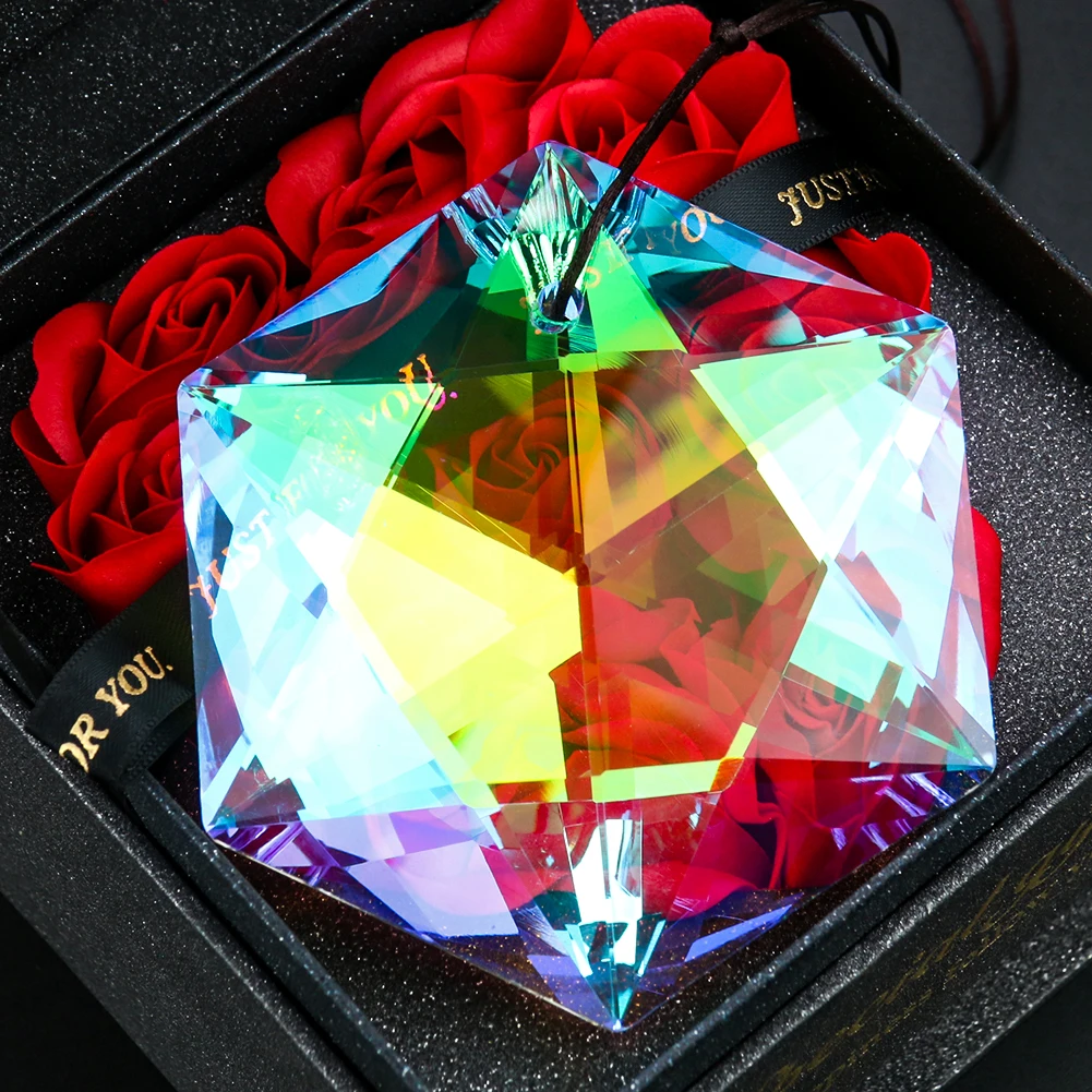 Clear Rainbow Crystal Drop Prism Sun AB-Color Window Hanging Pendant Ornament Chandelier Parts DIY Catcher Home Wedding Decor