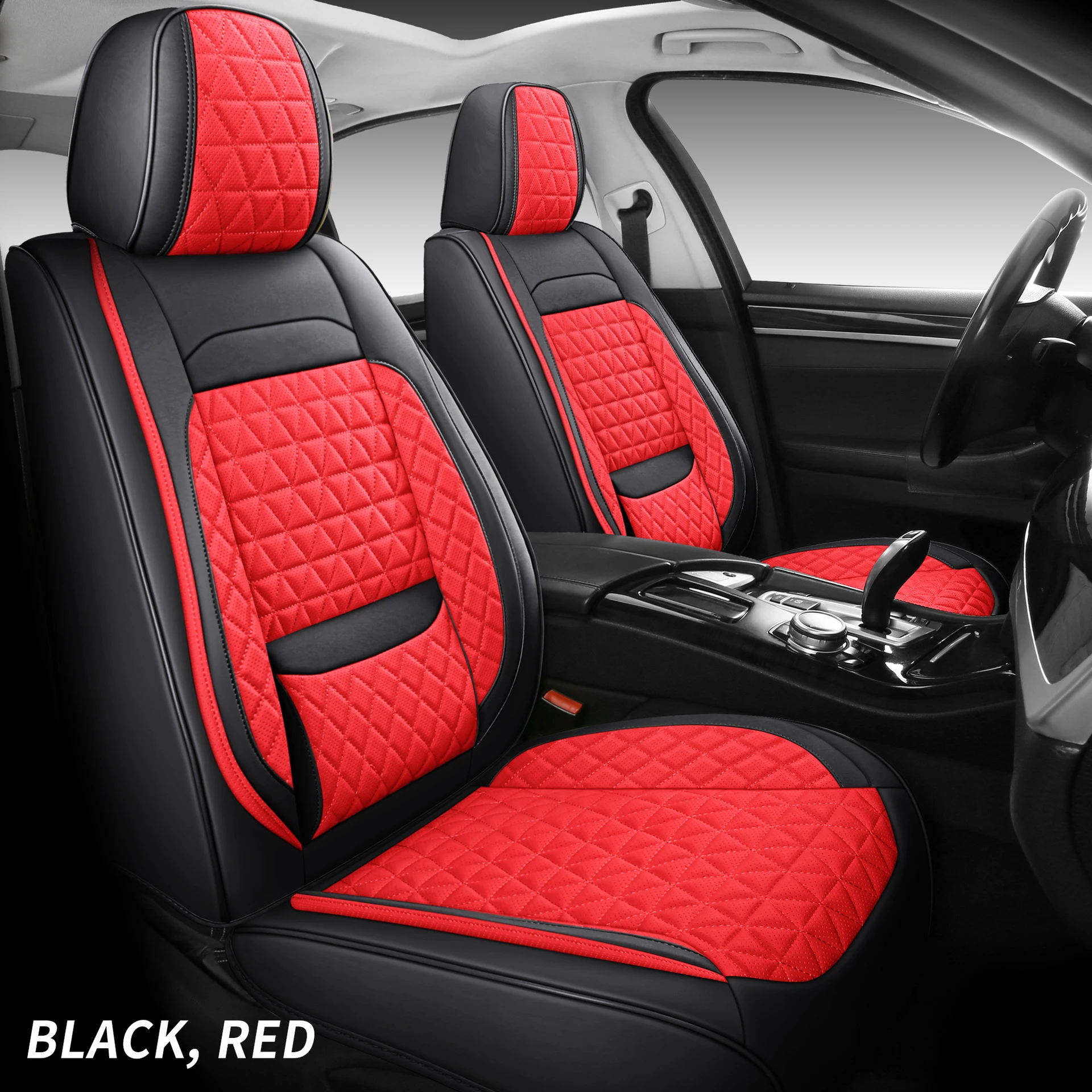 Universal Car Seat Covers Full Covered Durable Artificial Leather 3D Solid Waist Seat Kits for 90% Sedan SUV Front Rear Cover