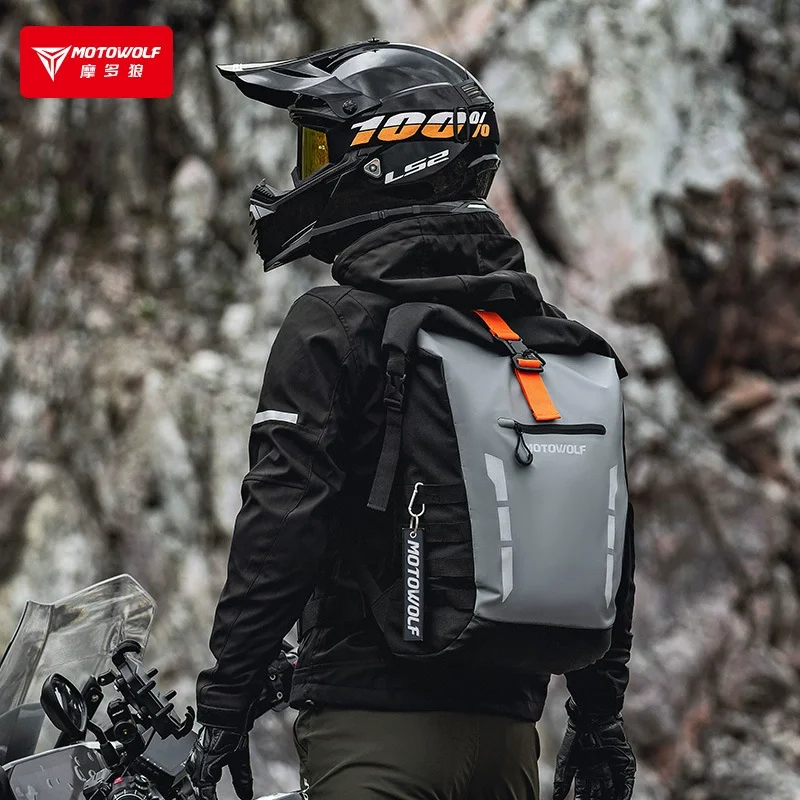 Waterproof Motorcycle Bag Reflective Backpack 20L Water-resistant Oxford Cloth Backpack for Motorcycle Travel Cycling Luggage