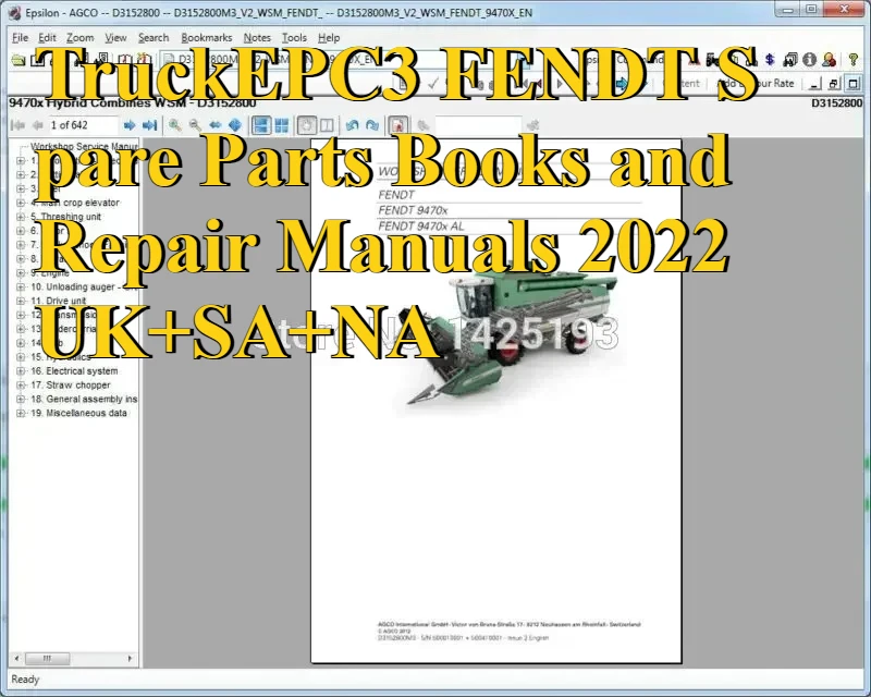 TruckEPC3 FENDT Spare Parts Books and Repair Manuals 2022 UK+SA+NA