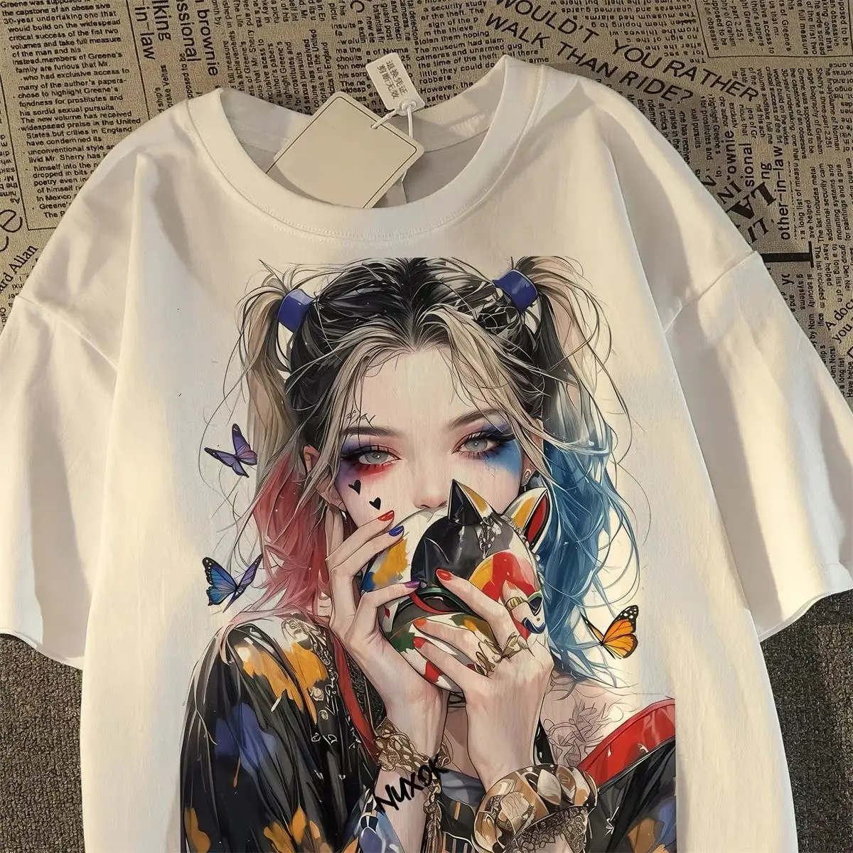 

Оверсайз футболка унисекс Y2K с принтом клоуна, свободная уличная футболка в стиле хип-хоп, модная женская футболка, уличная одежда Harajuku