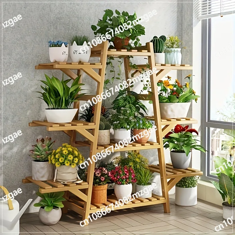 Modern Bamboo Plant Stand Multi-Layer Design - Indoor Succulent Flower Pot Holder Display Rack System